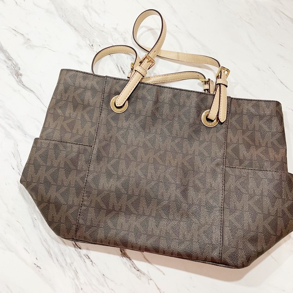 Brown and Tan Michael Kors Tote Purse - Picture 8 of 11